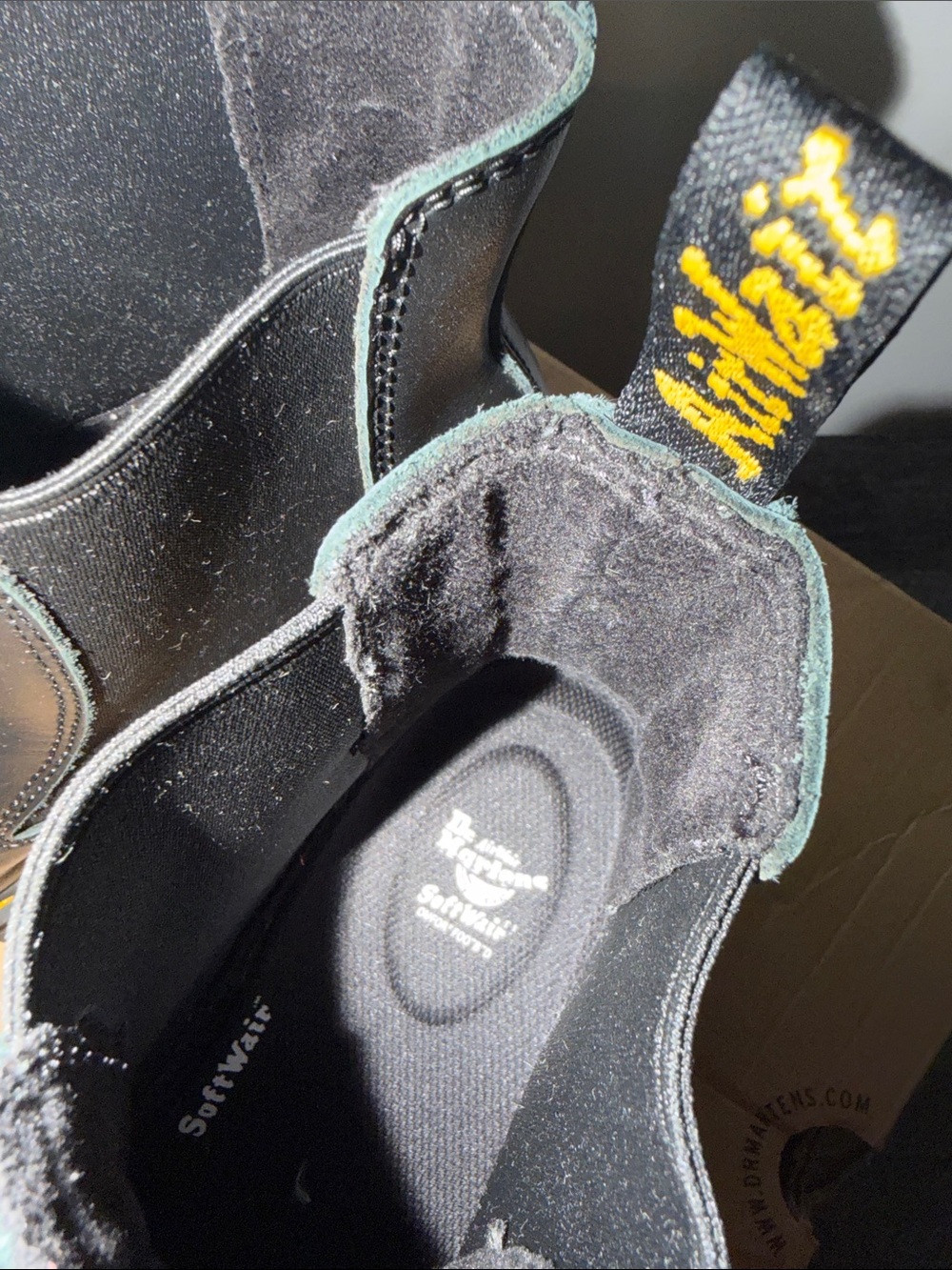 Dr. Martens Black Leather Platform Chelsea Boots with Yellow Stitching - Picture 10 of 11